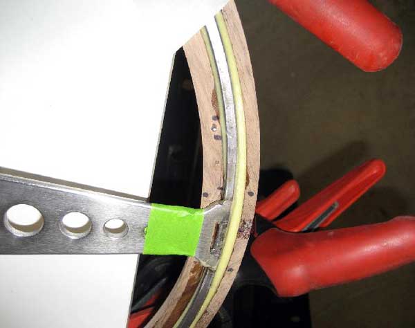 Figure 39: Detail showing how steel rim is not concentric with circular groove but epoxy filled the gap