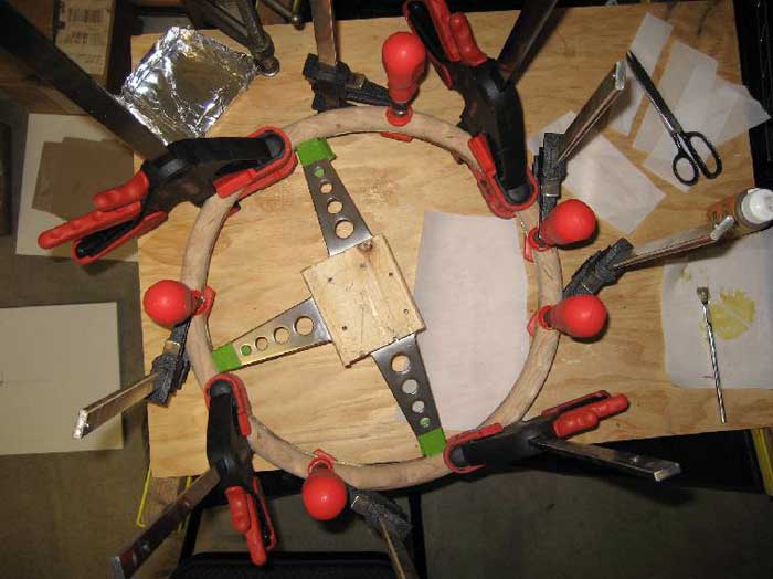 Figure 40: Back wood half glued and clamped to front subassembly
